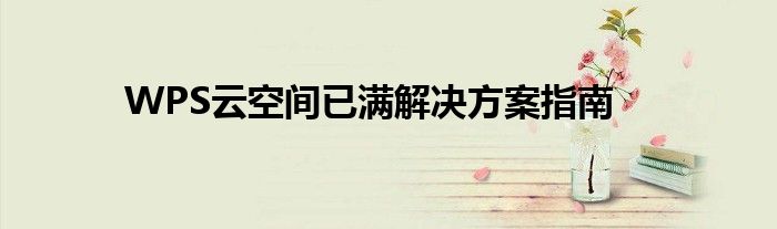 WPS云空间已满解决方案指南
