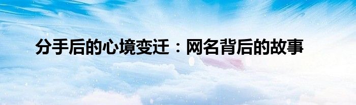 分手后的心境变迁：网名背后的故事