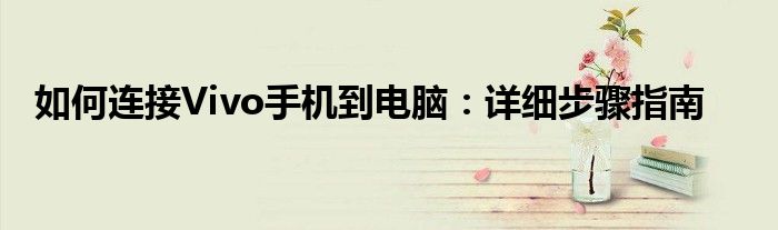 如何连接Vivo手机到电脑：详细步骤指南