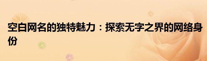 空白网名的独特魅力：探索无字之界的网络身份
