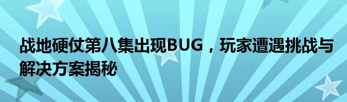 战地硬仗第八集出现BUG，玩家遭遇挑战与解决方案揭秘