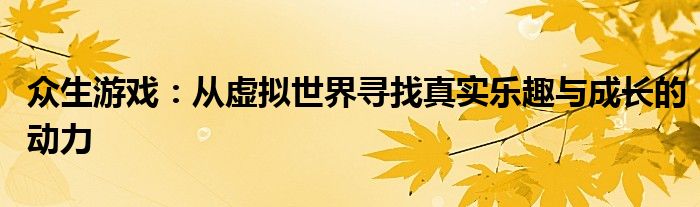 众生游戏：从虚拟世界寻找真实乐趣与成长的动力