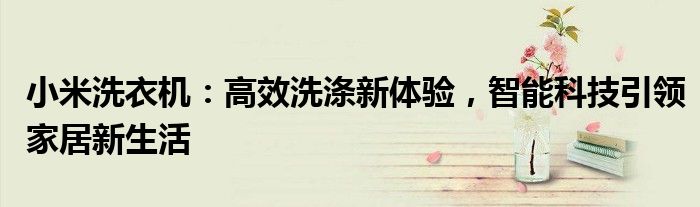 小米洗衣机：高效洗涤新体验，智能科技引领家居新生活