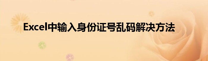 Excel中输入身份证号乱码解决方法
