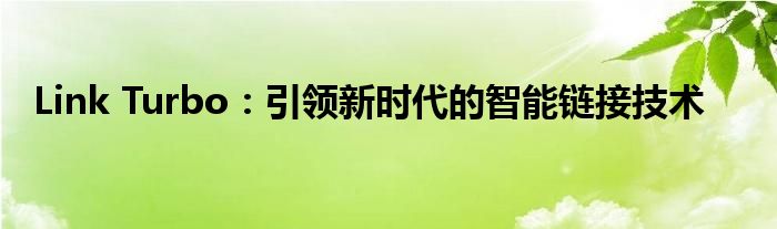 Link Turbo：引领新时代的智能链接技术