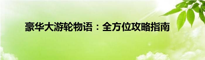 豪华大游轮物语：全方位攻略指南