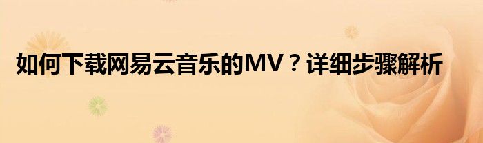 如何下载网易云音乐的MV？详细步骤解析