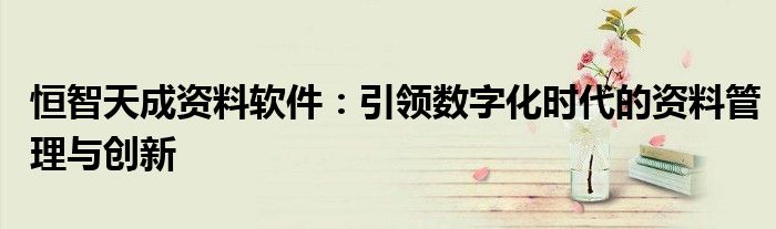 恒智天成资料软件：引领数字化时代的资料管理与创新