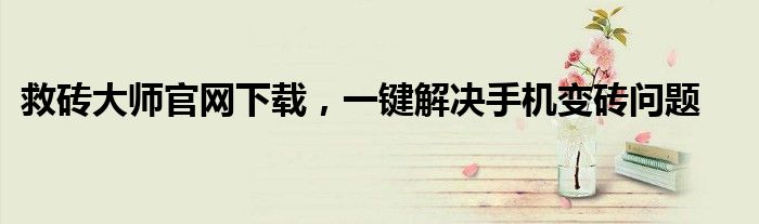 救砖大师官网下载，一键解决手机变砖问题