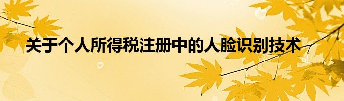 关于个人所得税注册中的人脸识别技术