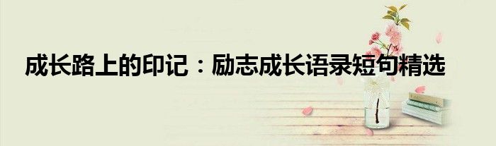 成长路上的印记：励志成长语录短句精选