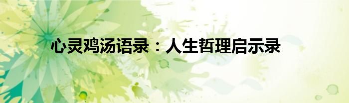 心灵鸡汤语录：人生哲理启示录