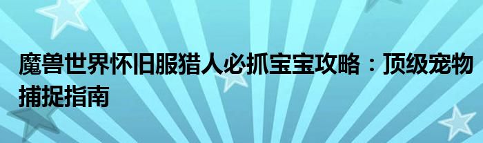 魔兽世界怀旧服猎人必抓宝宝攻略：顶级宠物捕捉指南