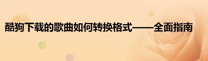酷狗下载的歌曲如何转换格式——全面指南