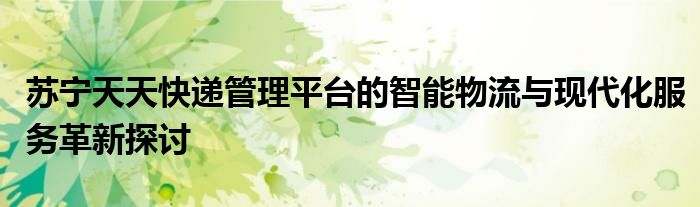 苏宁天天快递管理平台的智能物流与现代化服务革新探讨