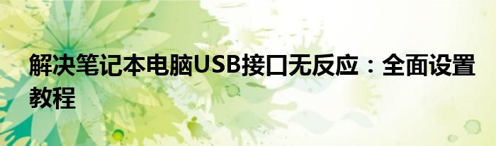 解决笔记本电脑USB接口无反应：全面设置教程