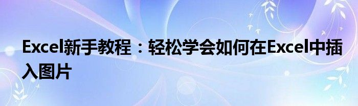 Excel新手教程：轻松学会如何在Excel中插入图片