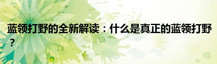 蓝领打野的全新解读：什么是真正的蓝领打野？