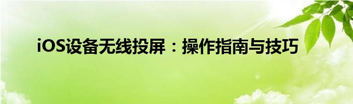 iOS设备无线投屏：操作指南与技巧