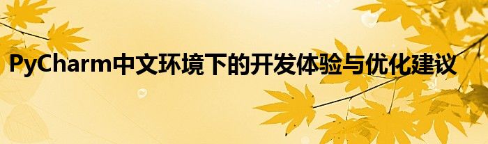 PyCharm中文环境下的开发体验与优化建议