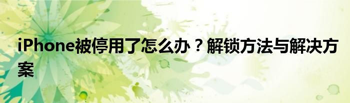 iPhone被停用了怎么办？解锁方法与解决方案