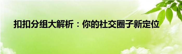 扣扣分组大解析：你的社交圈子新定位