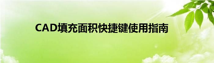 CAD填充面积快捷键使用指南