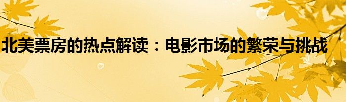北美票房的热点解读：电影市场的繁荣与挑战