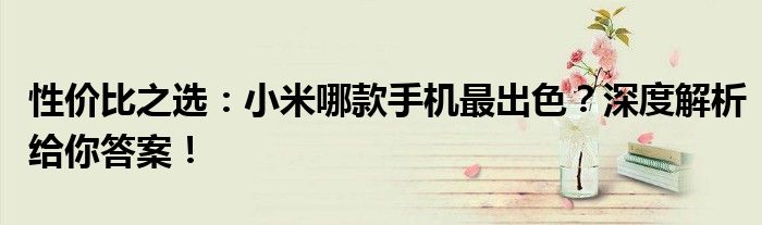 性价比之选：小米哪款手机最出色？深度解析给你答案！