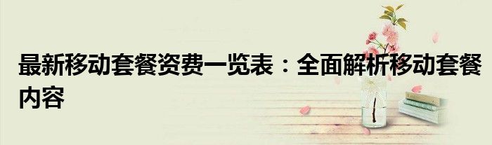 最新移动套餐资费一览表：全面解析移动套餐内容