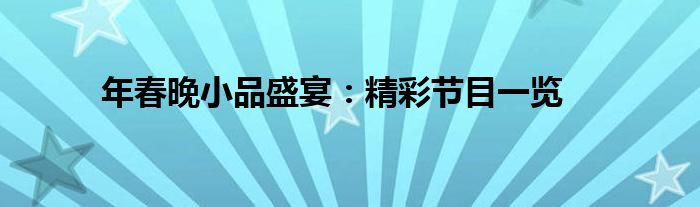 年春晚小品盛宴：精彩节目一览