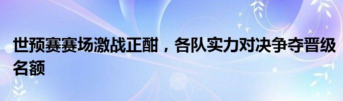 世预赛赛场激战正酣，各队实力对决争夺晋级名额