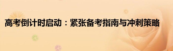 高考倒计时启动：紧张备考指南与冲刺策略