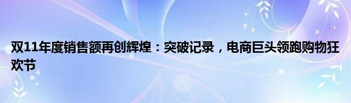 双11年度销售额再创辉煌：突破记录，电商巨头领跑购物狂欢节