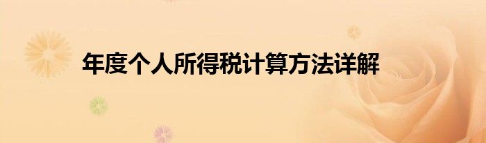 年度个人所得税计算方法详解