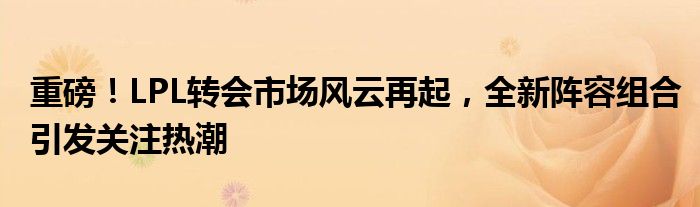 重磅！LPL转会市场风云再起，全新阵容组合引发关注热潮