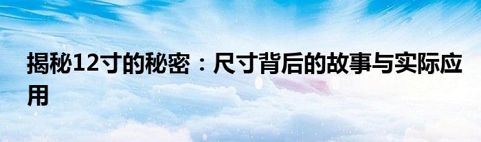 揭秘12寸的秘密：尺寸背后的故事与实际应用