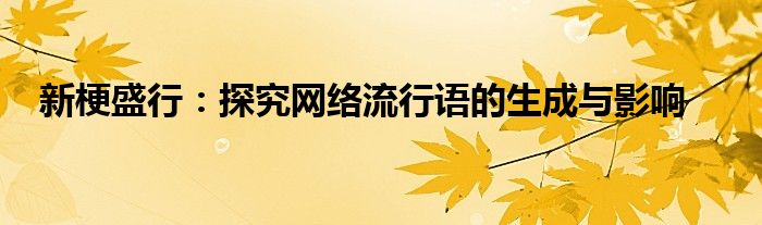 新梗盛行：探究网络流行语的生成与影响