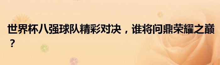 世界杯八强球队精彩对决，谁将问鼎荣耀之巅？
