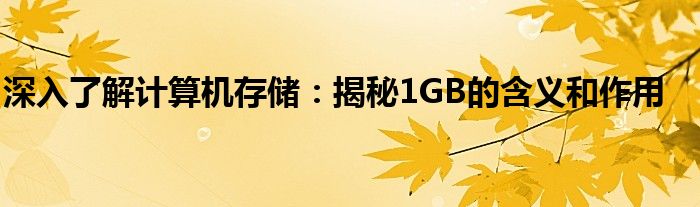 深入了解计算机存储：揭秘1GB的含义和作用