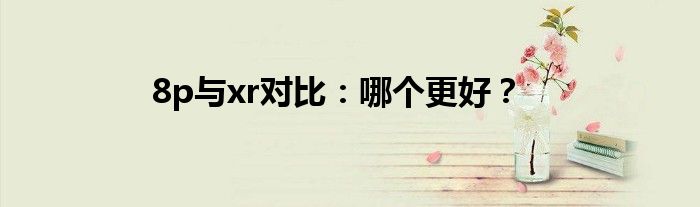 8p与xr对比：哪个更好？
