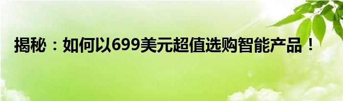 揭秘：如何以699美元超值选购智能产品！