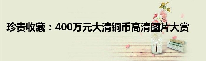 珍贵收藏：400万元大清铜币高清图片大赏