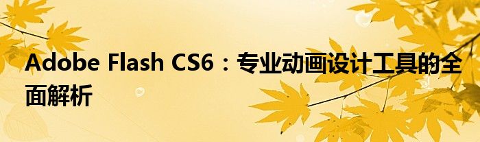 Adobe Flash CS6：专业动画设计工具的全面解析