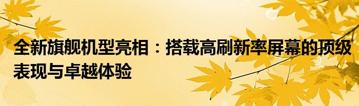 全新旗舰机型亮相：搭载高刷新率屏幕的顶级表现与卓越体验