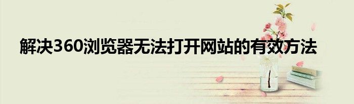解决360浏览器无法打开网站的有效方法