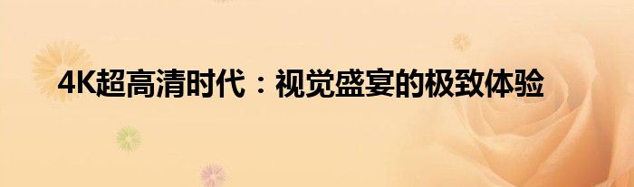 4K超高清时代：视觉盛宴的极致体验