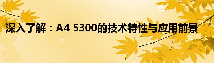 深入了解：A4 5300的技术特性与应用前景