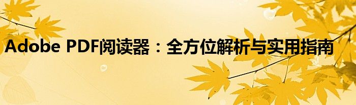 Adobe PDF阅读器：全方位解析与实用指南