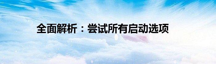 全面解析：尝试所有启动选项